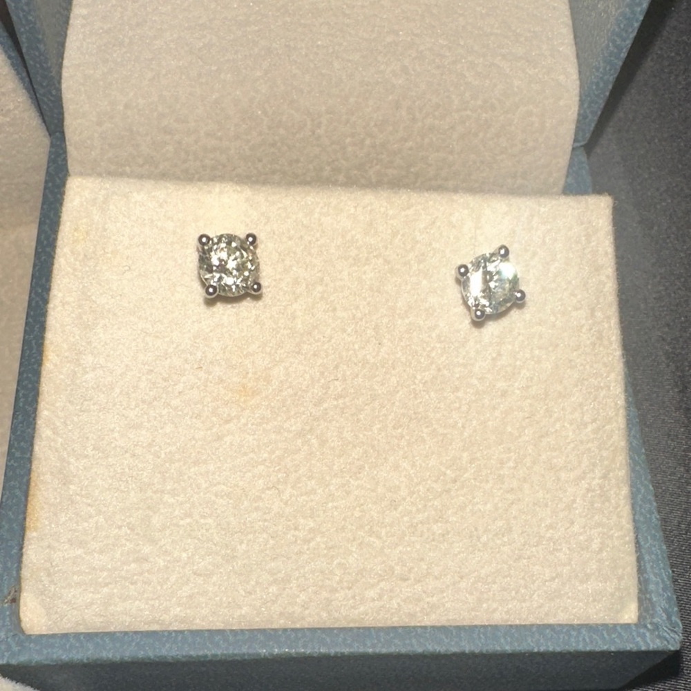 Diamond Silver Stud Earrings